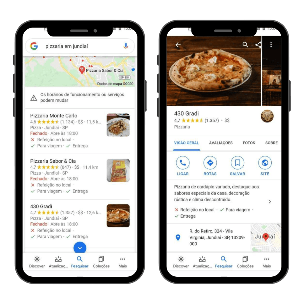 Mockup de resultado de busca no Google Meu Negócio