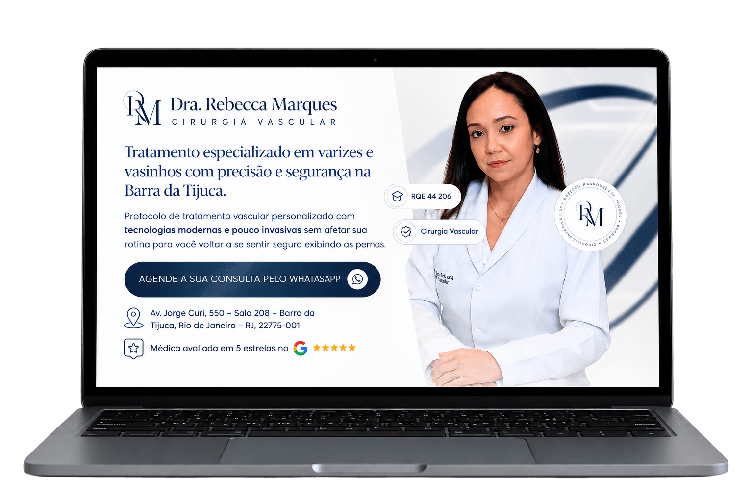 Mockup de laptop mostrando um site profissional